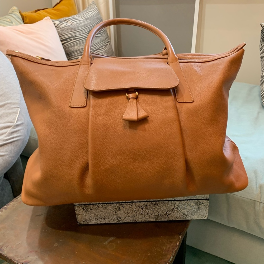 Smythson Cognac Leather Travel Bag